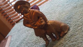 Antique Cast Iron " Buster Brown & Tige " Coin Bank Comic Strip Brown Shoe Co.