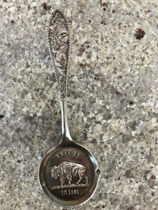 Extra Coin Silver Plate Souvenir Spoon " I Was At Buffalo In 1901 "