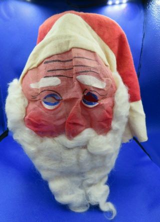 Antique Cloth Mask Face Santa Claus With Beard Christmas Saint Nick