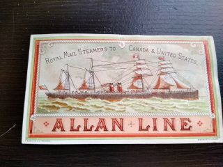 Allan Line Royal Mail Steamer Leve And Alden Ny Antique Victorian Trade Card