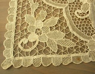 Early 1900s Antique Needle Lace Runner,  Ecru,  50” X 16”,  Vintage Needlelace