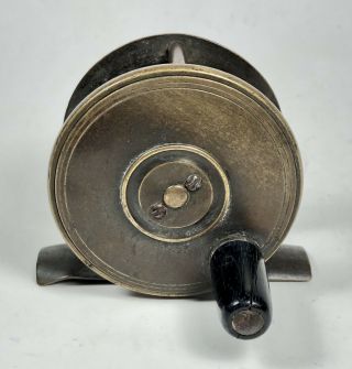 Vintage Antique Brass Fly Fishing Reel Made In England