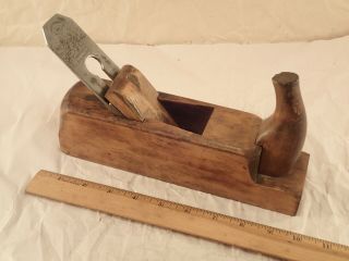 Antique French European - Style Horned Smooth Plane,  9 - 1/2 " L W/ 1 - 3/4 " W Blade