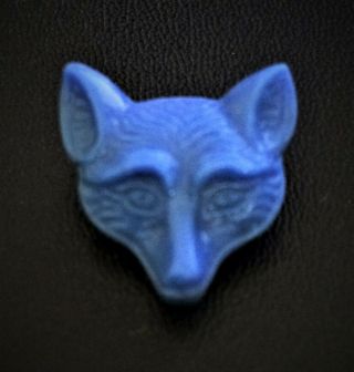 Vintage Realistic Blue Glass Fox Head Button