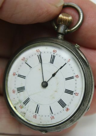 Antique Fine Silver Open Face Pocket Watch Cylindre 10 Rubis Repair