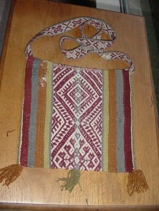 Old Antique Quechua Indian Hand Woven Chuspa Coca Bag Natural Dyes Peru Textile