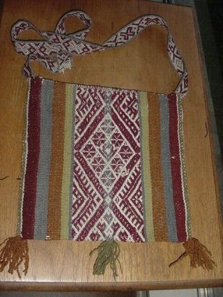 OLD ANTIQUE QUECHUA INDIAN HAND WOVEN CHUSPA COCA BAG NATURAL DYES PERU TEXTILE 2