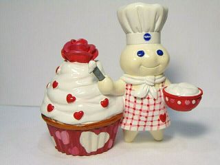 Rare Pillsbury Doughboy Holiday Cupcakes Valentines Day Figurine Heart Rose