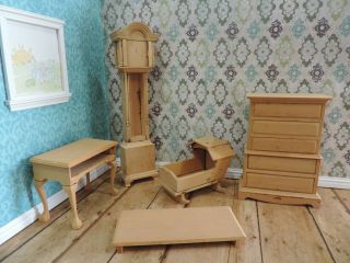 Vintage House Of Miniatures Dollhouse Furniture Set - Assembled Unfinished