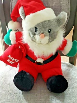 Vintage Christmas Santa Mouse 11.  5 " Plush W/ Santa Sack Collectible Jc Penney
