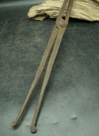 RARE ANTIQUE BLACKSMITH TONGS KNIFE BLADE TOOL HAND FORGED 22 