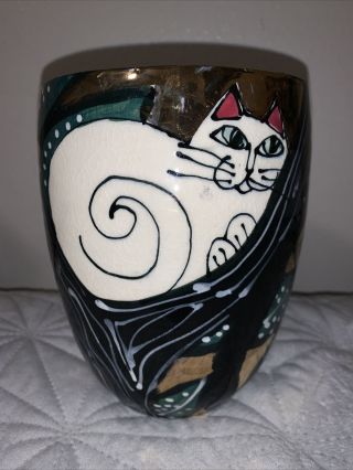 Vintage Hand Painted Porcelain Art Deco Cat Vase Awesome