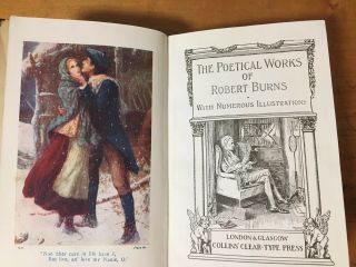 Rare Leather Bound The Poetical Of Robert Burns Collins Illustrated Vtg