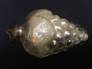 Vintage Antique 4.  25” Silver Glass Grape Kugel Christmas Ornament