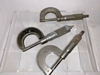 3 Antique Micrometer Tools Browne Sharpe No.  20 Starrett No.  9
