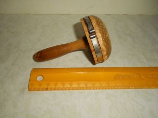 Antique Wooden Sock Darner Made In England Round Mushroom With Clamp Sewing Tool