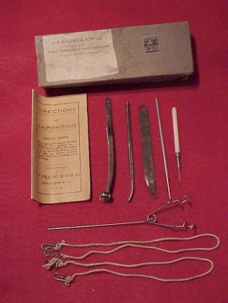 Vintage 1910 Chicken Caponizing Medical Veterinary Surgical Tool Kit