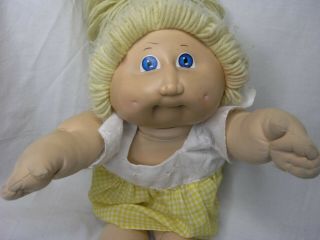 Cabbage Patch Kids Doll Blond Hair Blue Eyes First Edition Black Signature
