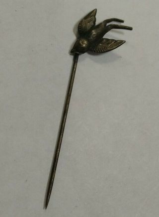 Antique Victorian Sterling Silver Swallow Bird Stick Pin