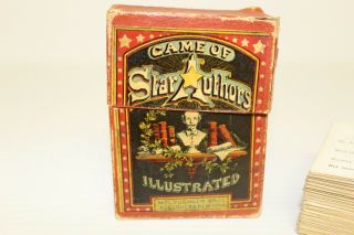 Antique Card Game " Game Of Star Authors " Mcloughlin Bros.  74 Cards With A Box