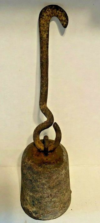 Vintage Cast Iron Bell Hanging Scale Weight 4 Lbs Great For Tent Canopy Weight