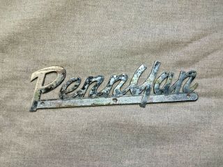 Antique Vintage Penn Yan Boat Chrome Emblem Insignia Sign Logo