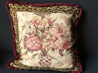 Rare Vintage Ralph Lauren Aragon Leopard Guinevere Decorative Floral Pillow