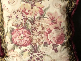 RARE Vintage Ralph Lauren ARAGON LEOPARD Guinevere Decorative Floral Pillow 3
