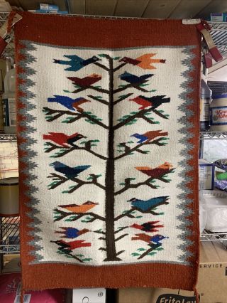 Vintage Antique Unusual Rare Mexican Pure Wool Blanket Southwest