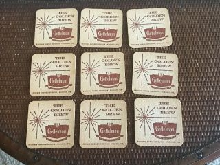 Set Of 9 Vintage Gettleman Beer Coasters The Golden Brew Milwaukee Rare C3