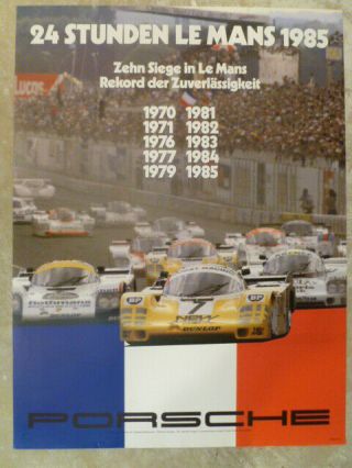 1985 Porsche 956 24 Hours Le Mans Victory Showroom Advertising Poster Rare L@@k