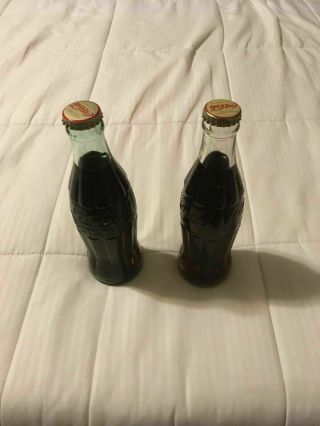 2 Very Rare Vintage Wwii 6 Oz.  Coke Bottles Dated 1944 And 1945