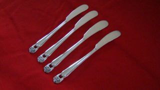 1847 Rogers Bros.  Is " Eternally Yours " Set Of 4 Butter Spreaders Silver Plate