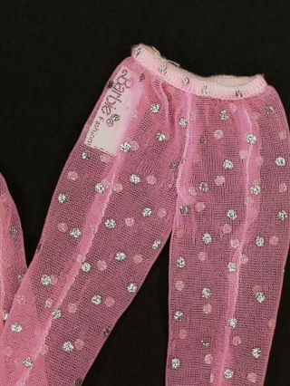 Vintage MATTEL BARBIE Pink & SILVER POLKA DOT SHEER PANTY HOSE Cool 2