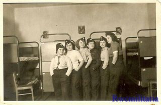 RARE Group Female Luftwaffe Helferin Blitzmädel Girls Posed in Barracks 2