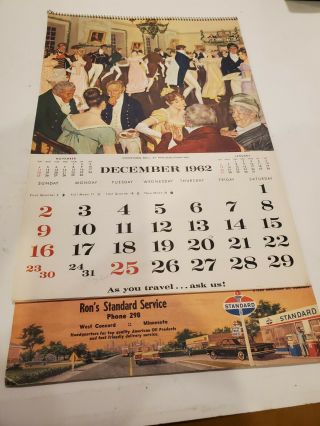 Vintage Antique Advertising Calendar 1963 Standard Gas Service Station Ron 
