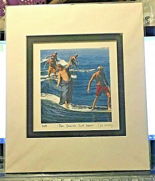 Rare " The Jewish Surf Open " Signed Art Print By Nelson De La Nuez,  Triple Matted