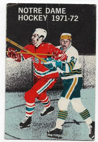 Very Rare 1971 - 72 Notre Dame Hockey College Schedule