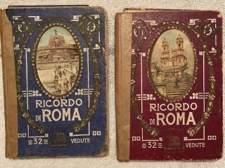 Antique Foldout Sepia Photo Books Ricordo Di Roma Parte Prima & Seconda
