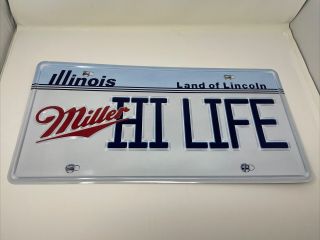 Miller Hi Life Illinois License Plate Beer Sign 23 1/2 " L Rare