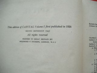 CAPITAL A Critical Analysis Of Capitalist Production KARL MARX HB 1943 Rare Book 3