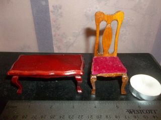 Miniature Vintage Wooden Furniture Table And Chair For Child 