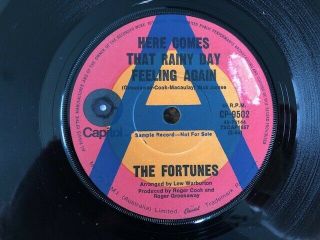 The Fortunes - Rare Aussie A - Label Promo 45 " Here Comes That Rainy Day " 1972