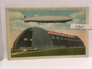 1920s Goodyear Zeppelin Us Navy Airship Factory Dock Akron Ohio Rare Postcard