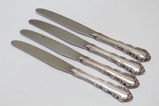 4 Reed & Barton Dresden Rose Silverplate Flatware Dinner Knives