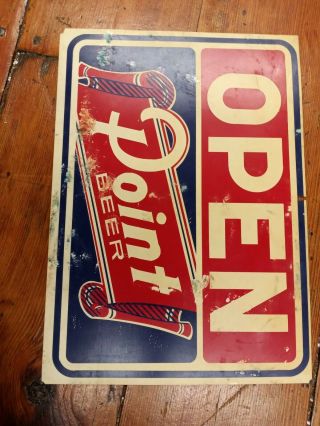 Stevens Point Beer Brewery Tavern Bar Door Sign True Vintage Open Closed Rare