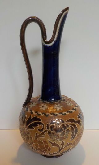Rare Antique Doulton Lambeth Slaters Pottery Ewer Vase Jug Stoneware England Wow