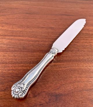 Rare J B & S M Knowles Solid Sterling Silver Cake Saw Knife: Lexington 9 5/8 "