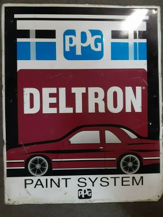 Vintage Ppg Deltron Auto Body Shop Automotive Paint System Metal Sign Rare 30x24