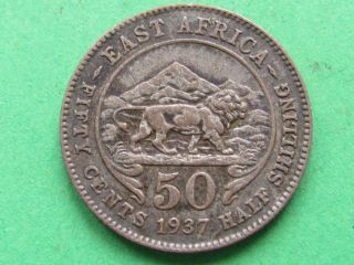 East Africa British (1937 Rare Scarce Date) 50 Cents Rare Coin
